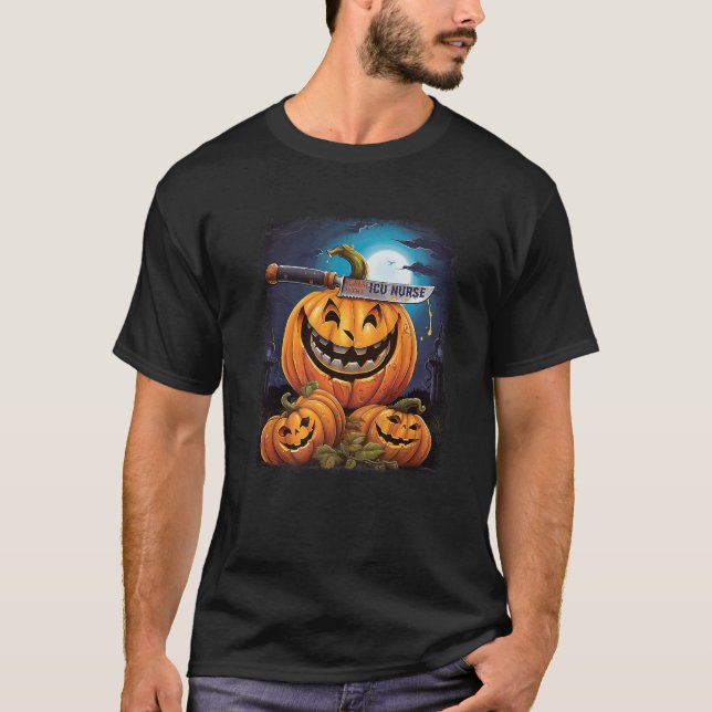 T-shirt Infirmière ICU Funny Halloween jeu Éffrayant Premi (Devant)