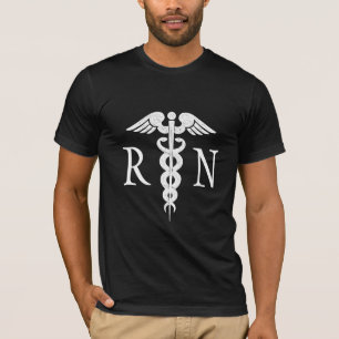 T-shirt Infirmière inscrite Médicale White Caduceus RN Bla
