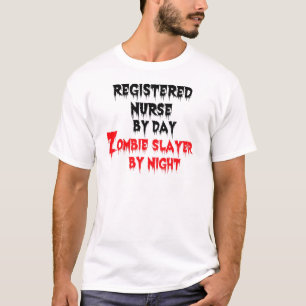 T-shirt Infirmière inscrite par jour Zombie Slayer par nui