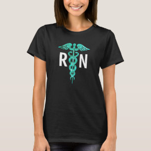 T-shirt Infirmière inscrite RN Caduceus Turquoise Black