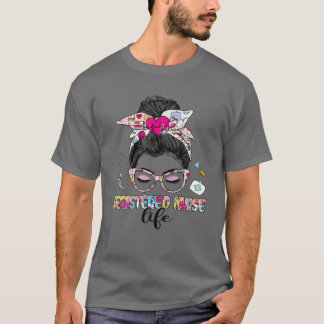 T-shirt Infirmière inscrite Vie Messy Bun Hair Stethoscope