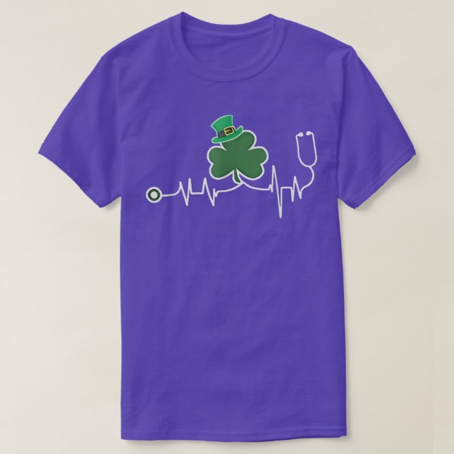 T-shirt Infirmière Jour de la Saint Patrick EKG Shamrock C (Design devant)