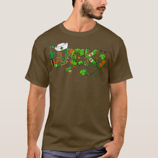 T-shirt Infirmière Jour de la Saint Patrick EKG Shamrock L
