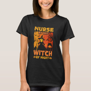 T-shirt Infirmière le jour, sorcière la nuit, drôle, pares