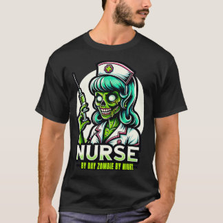 T-shirt infirmière le jour zombie la nuit