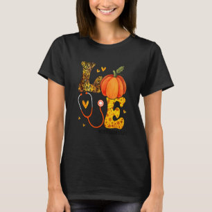 T-shirt Infirmière Leopard Citrouille Thanksgiving Love Cl