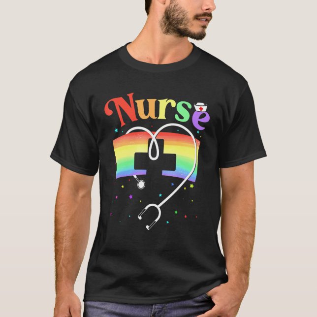 T-shirt Infirmière Lgbtq Gay pride Arc-en-ciel Nurs enregi (Devant)