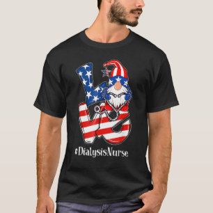 T-shirt Infirmière Love Gnome Dialyse Drapeau américain Pa
