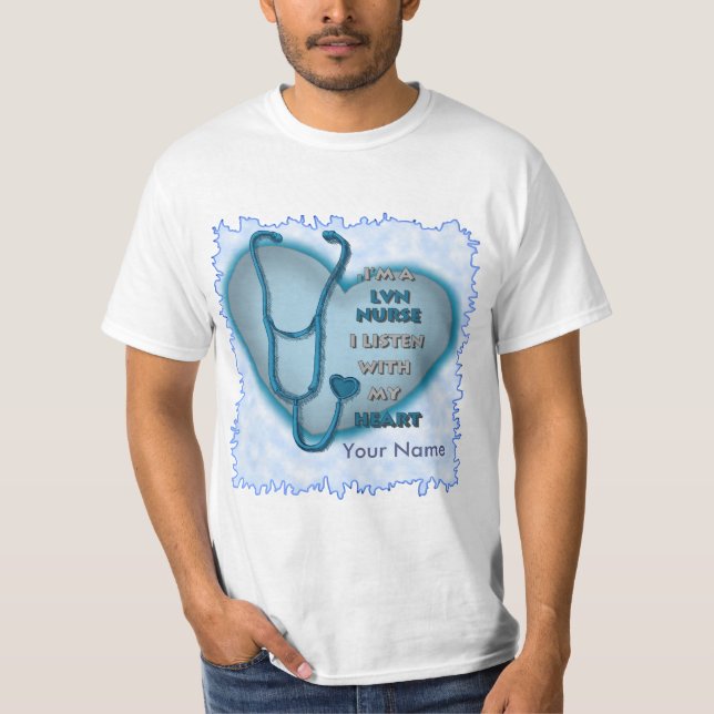 T-shirt Infirmière LVN Blue Heart (Devant)