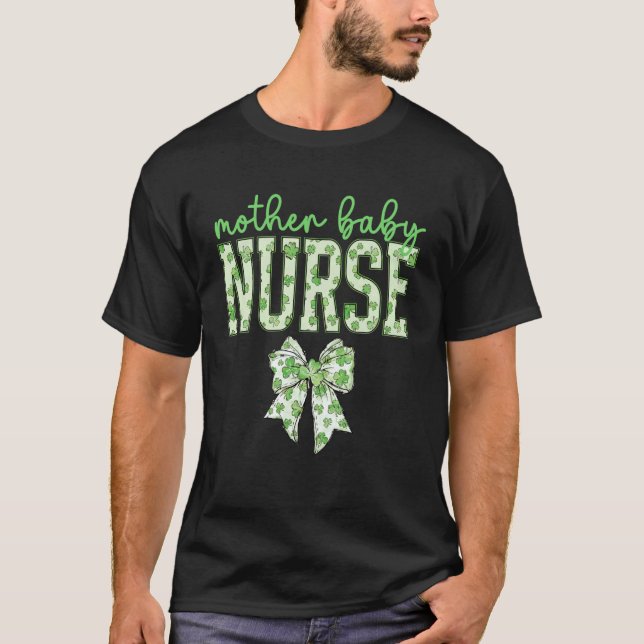 T-shirt Infirmière Mère Bébé Noeud Coquette Saint-Patrick  (Devant)