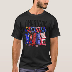 T-shirt Infirmière Mignonne Américaine Drapeau Américain P