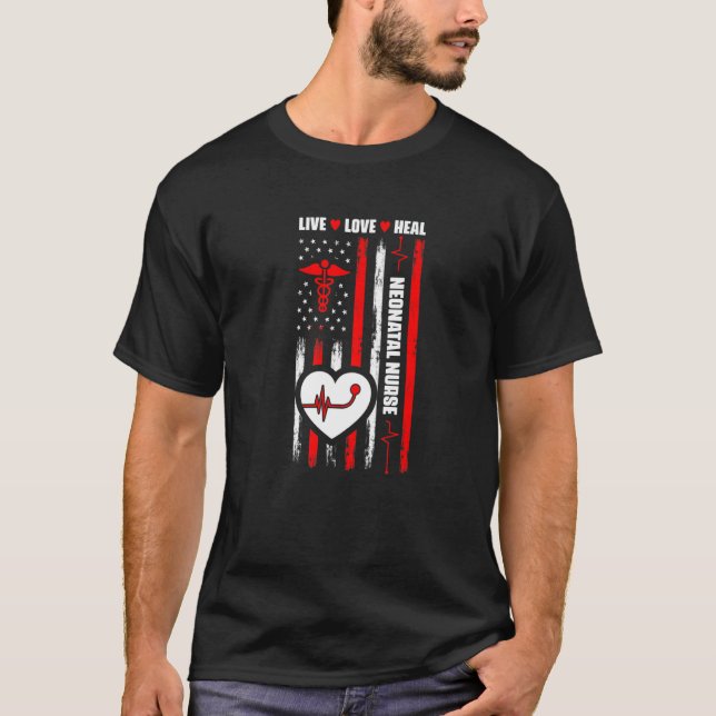 T-shirt Infirmière néonatale Usa Drapeau Infirmière Médica (Devant)