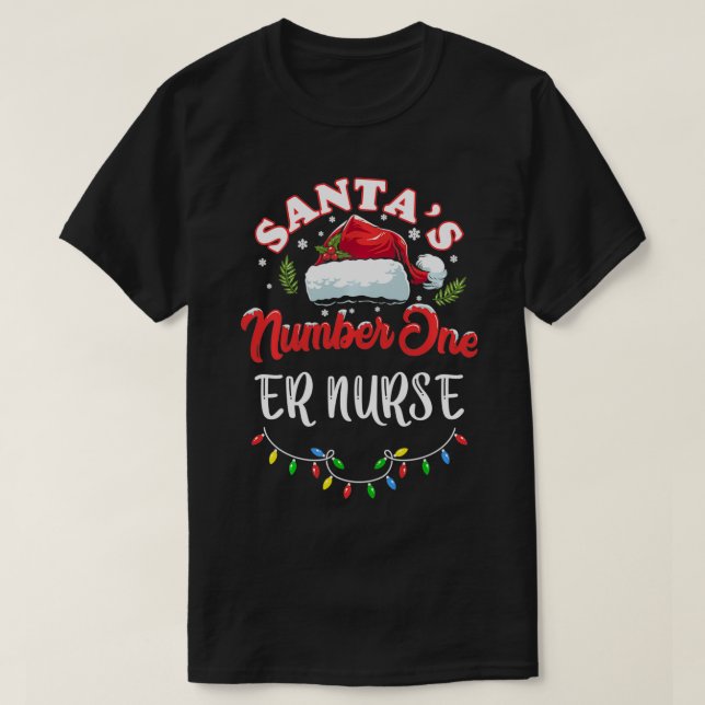 T-shirt infirmière Noël Cadeau Hommes Femmes Santas Numéro (Design devant)