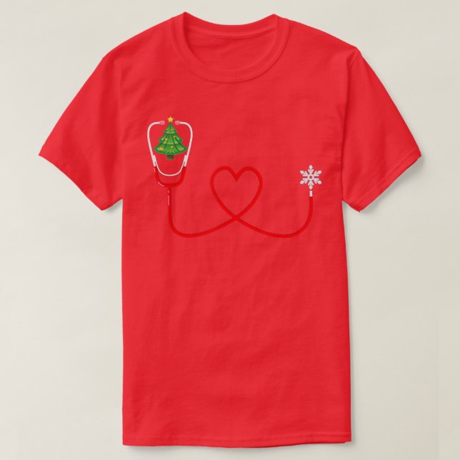 T-shirt Infirmière Noël Snowflake Stethoscope Cool X- (Design devant)