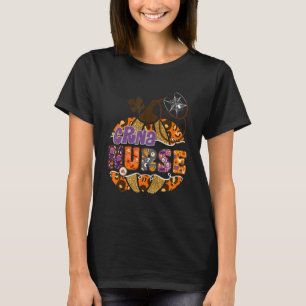 T-shirt Infirmière noire stéthoscope léopard Halloween cit