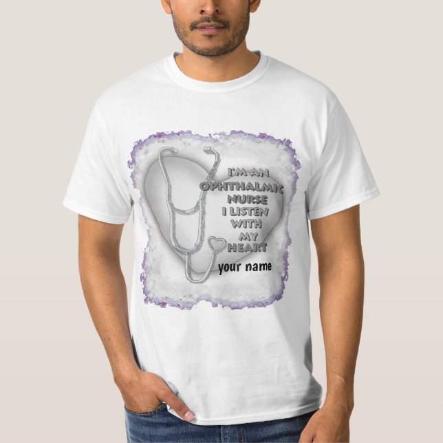 T-shirt Infirmière ophtalmique du coeur gris (Devant)