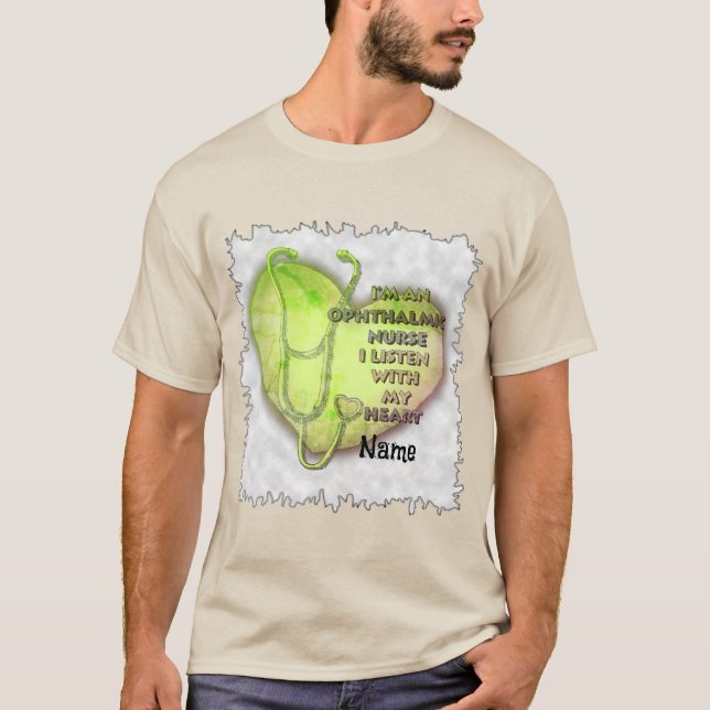 T-shirt Infirmière ophtalmique du coeur vert (Devant)