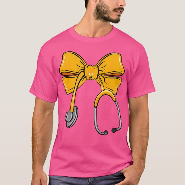 T-shirt Infirmière Orange Bow Stethoscope Infirmière inscr (Devant)