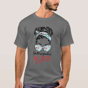 T-shirt Infirmière orthopédique Messy Bun Love Heart Steth
