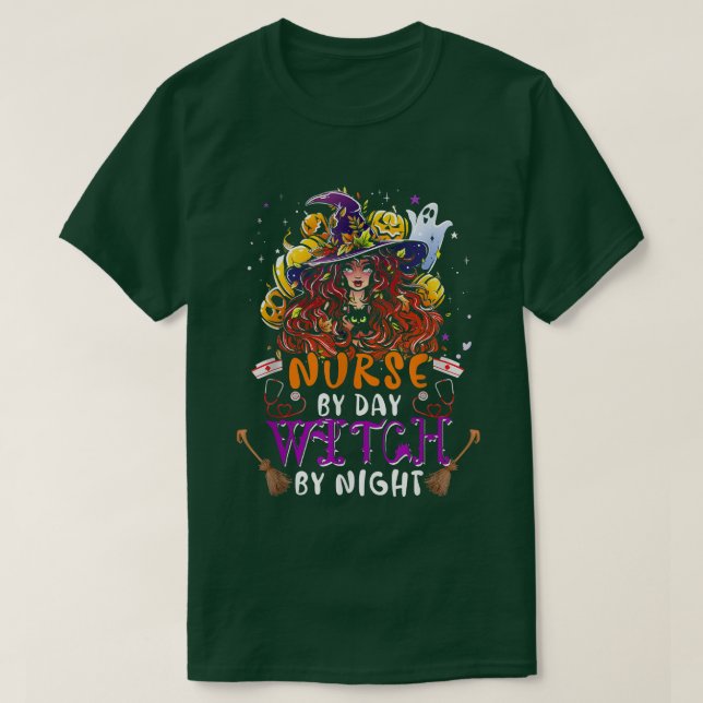 T-shirt Infirmière Par Jour Sorcière Par Nuit Drôle Sorciè (Design devant)