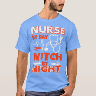 T-shirt Infirmière par jour sorcière par nuit fête d'Hallo