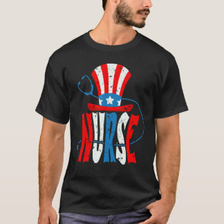 T-shirt Infirmière Patriotique 4 Juillet Drapeau Américain