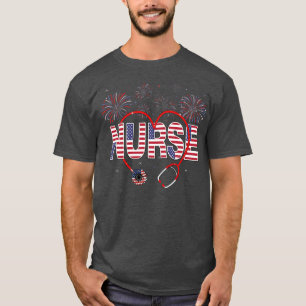 T-shirt Infirmière patriotique 4 juillet drapeau américain