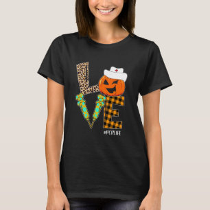 T-shirt Infirmière PCR Leopard Citrouille Halloween Love I