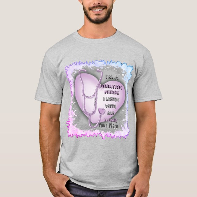 T-shirt Infirmière pédiatrique du coeur pourpre (Devant)