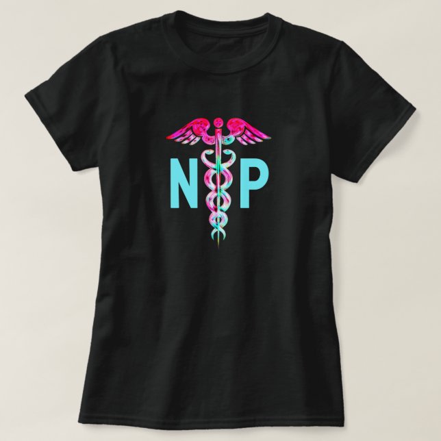 T-shirt Infirmière Praticien Rose Turquoise Symbole (Design devant)