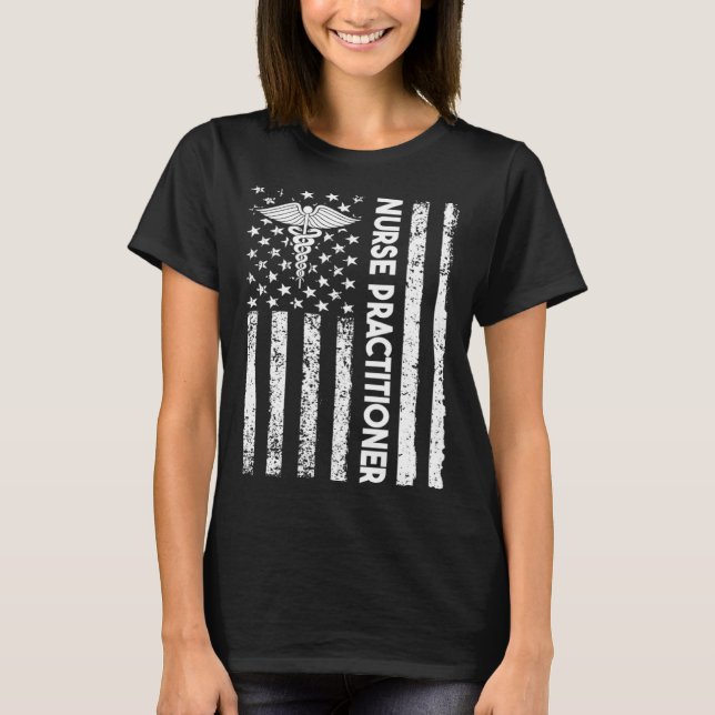 T-shirt Infirmière praticienne Drapeau américain Caducée m (Devant)