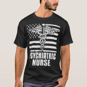 T-shirt Infirmière psychiatrique drapeau américain