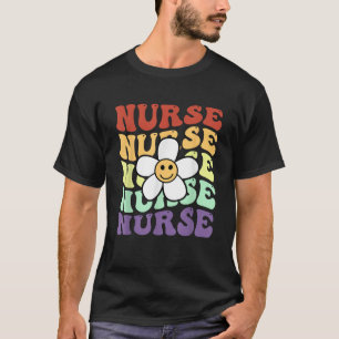 T-shirt Infirmière rétro tournesol sourire visage coloré i