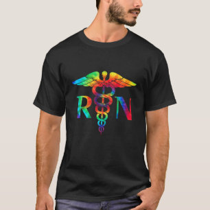 T-shirt Infirmière RN Ocean Tie Dye Rainbow Hippie Costume