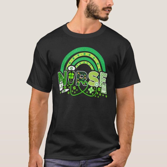 T-shirt Infirmière Saint-Patrick Chanceuse Infirmière Trèf (Devant)