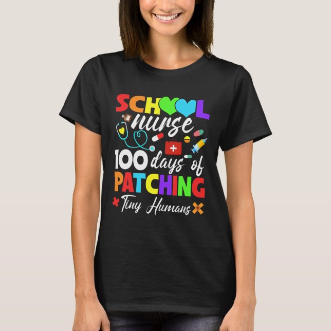 T-shirt Infirmière Scolaire 100 Jours De Patching Tiny Hum (Devant)