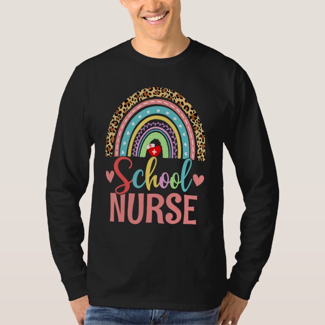 T-shirt Infirmière scolaire Boho Rainbow Léopard Semaine d (Devant)