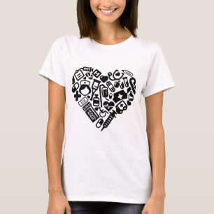 T-shirt Infirmière scolaire; Coeur, fauteuil roulant, croi