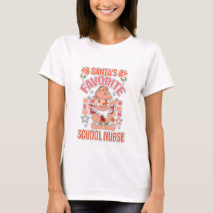 T-shirt Infirmière scolaire préférée du Père Noël Rétro