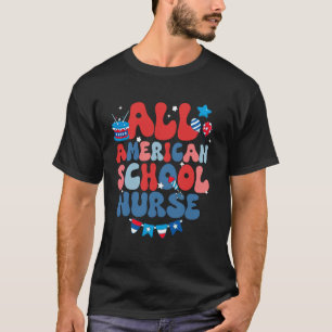 T-shirt Infirmière scolaire tout américain Drapeau américa