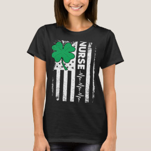 T-shirt Infirmière Shamrock du drapeau américain Jour de l