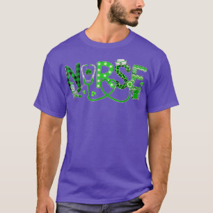 T-shirt Infirmière Shamrock irlandaise Stethoscope Plaid L