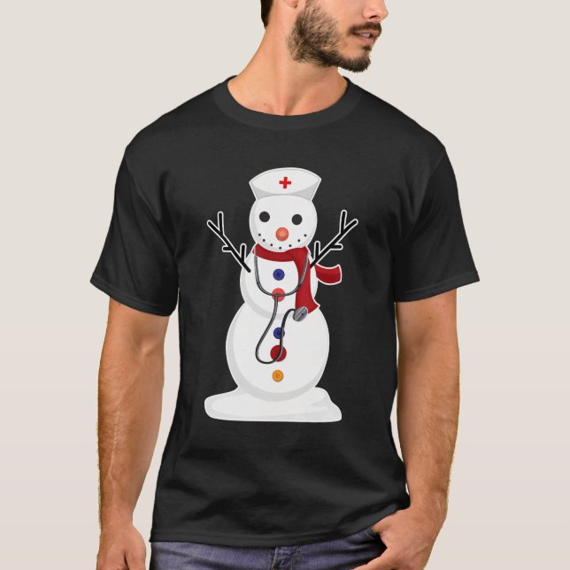 T-shirt Infirmière Snow-Man Infirmière Rn Enregistré Drôle (Devant)