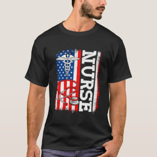 T-shirt Infirmière soignant le drapeau américain Patriotiq