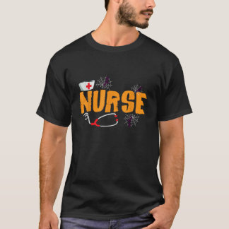 T-shirt Infirmière Spiderwebs Stethoscope Effrayant Hallow