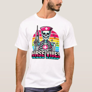 T-shirt Infirmière squelette néon rétro � Conception médic