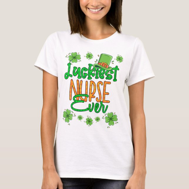 T-shirt Infirmière St Patrick Day Infirmière la plus chanc (Devant)