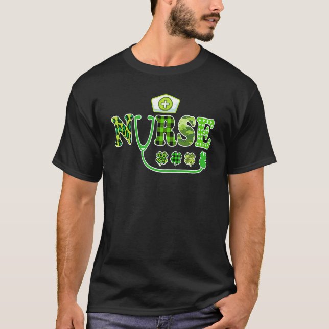 T-shirt Infirmière St Patrick S Day Infirmière Cute Travai (Devant)