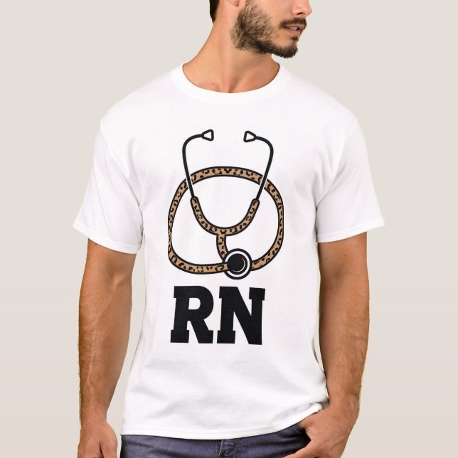 T-Shirt Infirmière Stéthoscope Léopard (Devant)