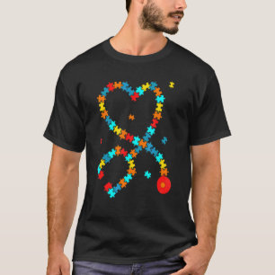 T-shirt Infirmière Stethoscope Puzzle Autisme